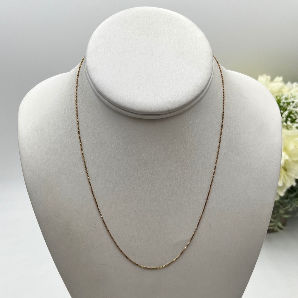 14k Yellow Gold 585 Classic Elegant Box Chain 1.8 Gr Necklace 17.5" Spring Ring